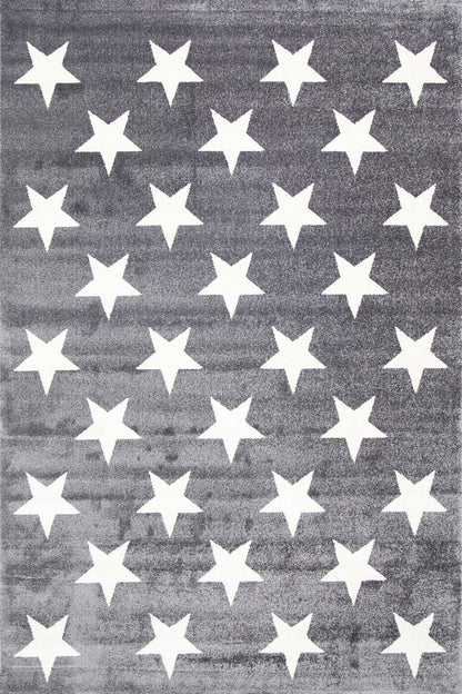 Piccolo Charcoal and White Stars Kids Rug