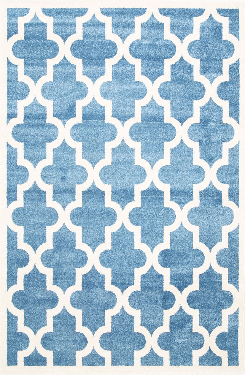 Piccolo Blue and White Lattice Pattern Kids Rug