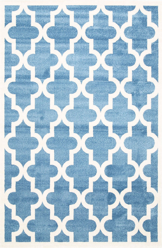 Piccolo Blue and White Lattice Pattern Kids Rug