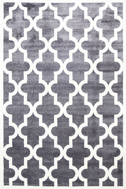 Piccolo Grey and White Lattice Pattern Kids Rug