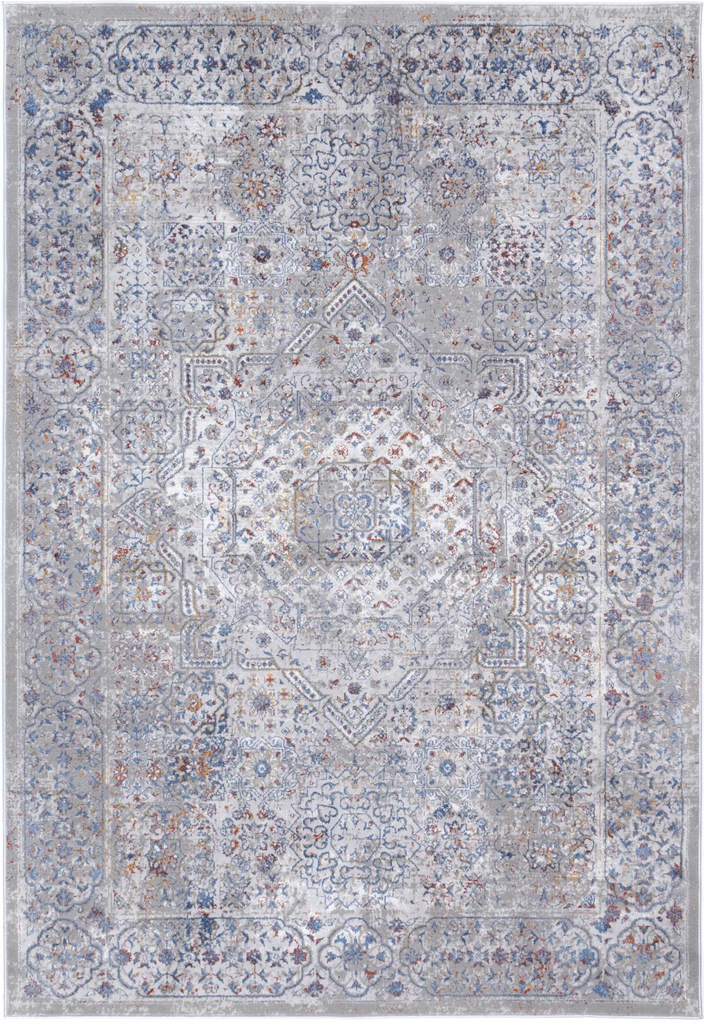 Porto Aurora Grey & Blue Traditional Rug