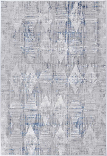 Porto Harlequinn Grey & Blue Geometric Rug