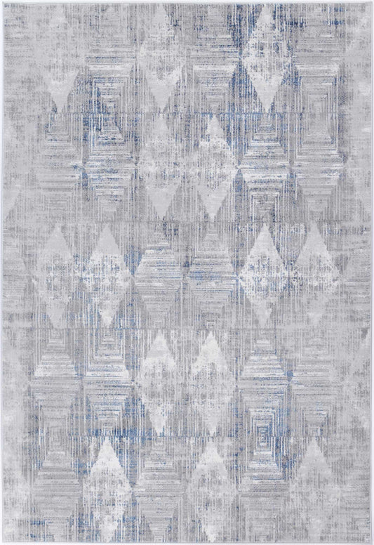 Porto Harlequinn Grey & Blue Geometric Rug