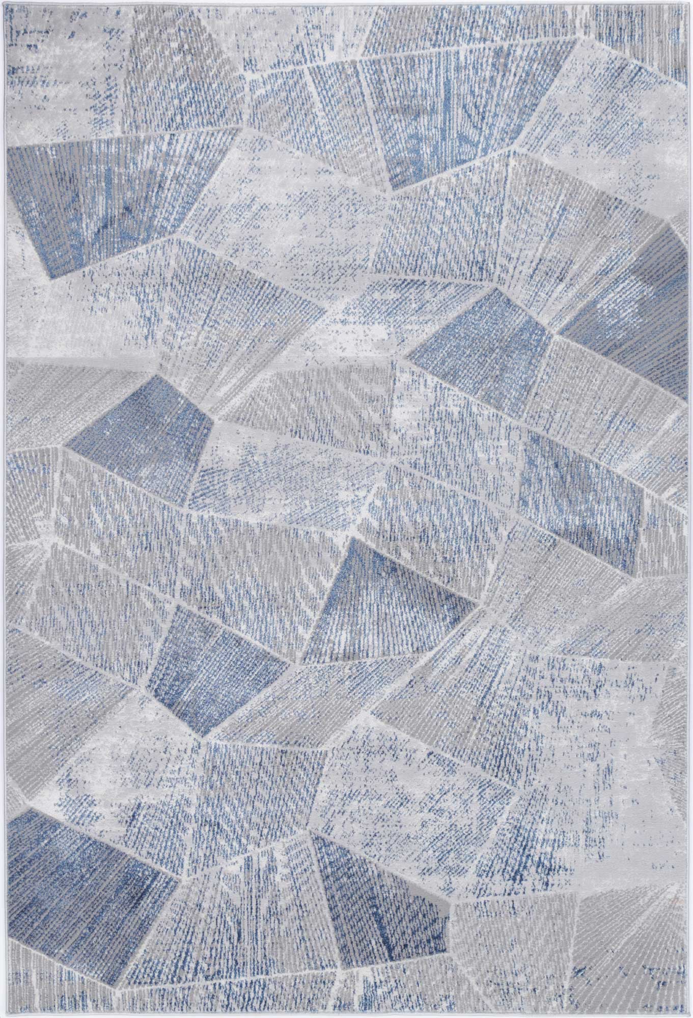 Porto Mason Grey & Blue Geometric Rug