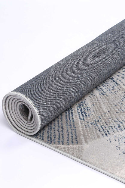 Porto Mason Grey & Blue Geometric Rug