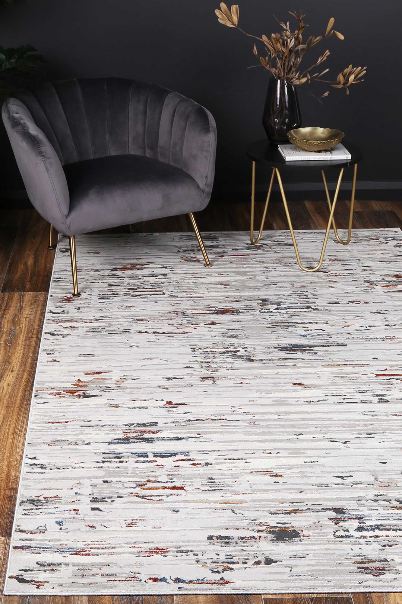 Porto Thomas Grey & Multi Abstract Rug