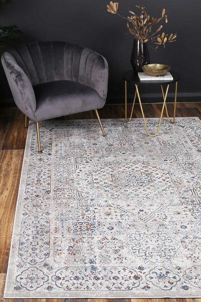 Porto Aurora Grey & Blue Traditional Rug