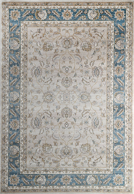 Prague Francesca Cream & Blue Traditional Rug