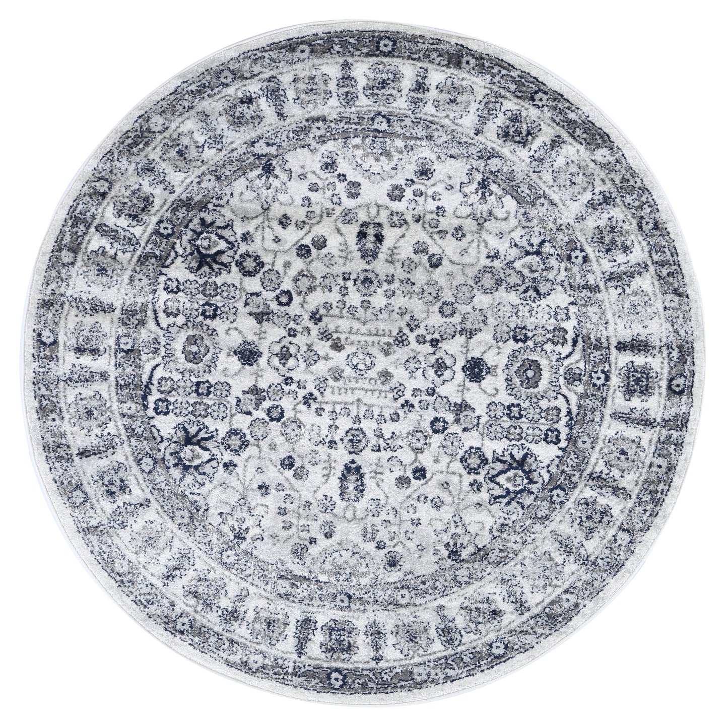 Provence Marseille Ivory & Blue Round Rug