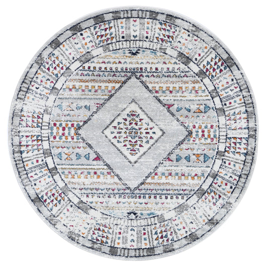 Provence Toulon Grey Tribal Round Rug