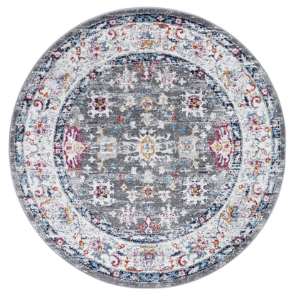 Provence Monaco Grey & Multi Transitional Round Rug