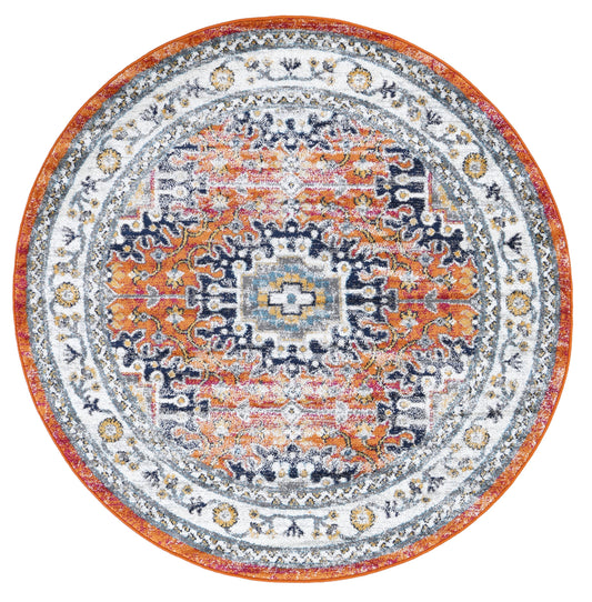 Provence Cannes Orange Transitional Round Rug