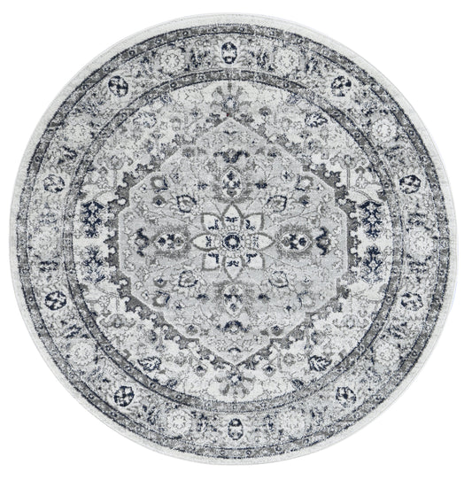 Provence Perols Grey Traditional Round Rug