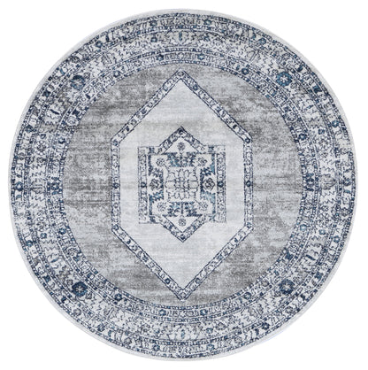 Provence Meze Grey Traditional Round Rug