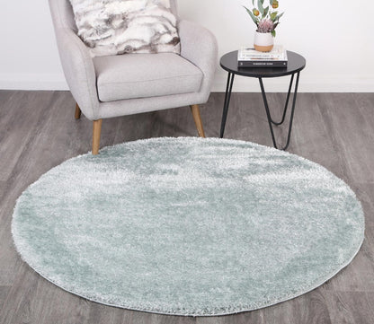 Puffy Soft Shag Round Rug Teal