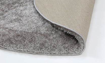 Puffy Soft Shag Round Rug Grey