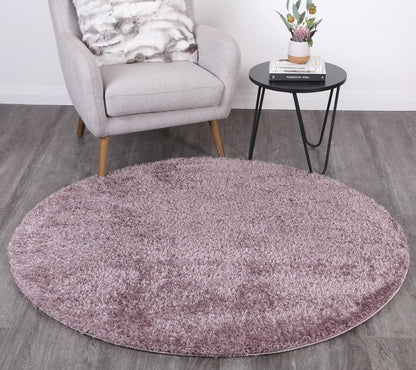 Puffy Soft Shag Round Rug Lilac