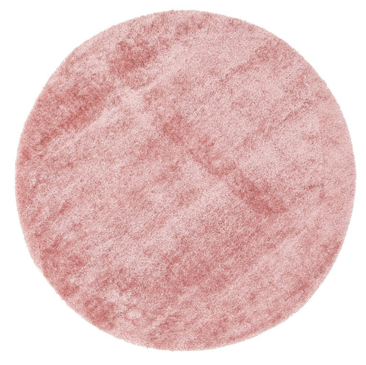 Puffy Soft Shag Round Rug Pink