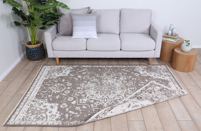 Rustic Medallion Ash Transitional Rug