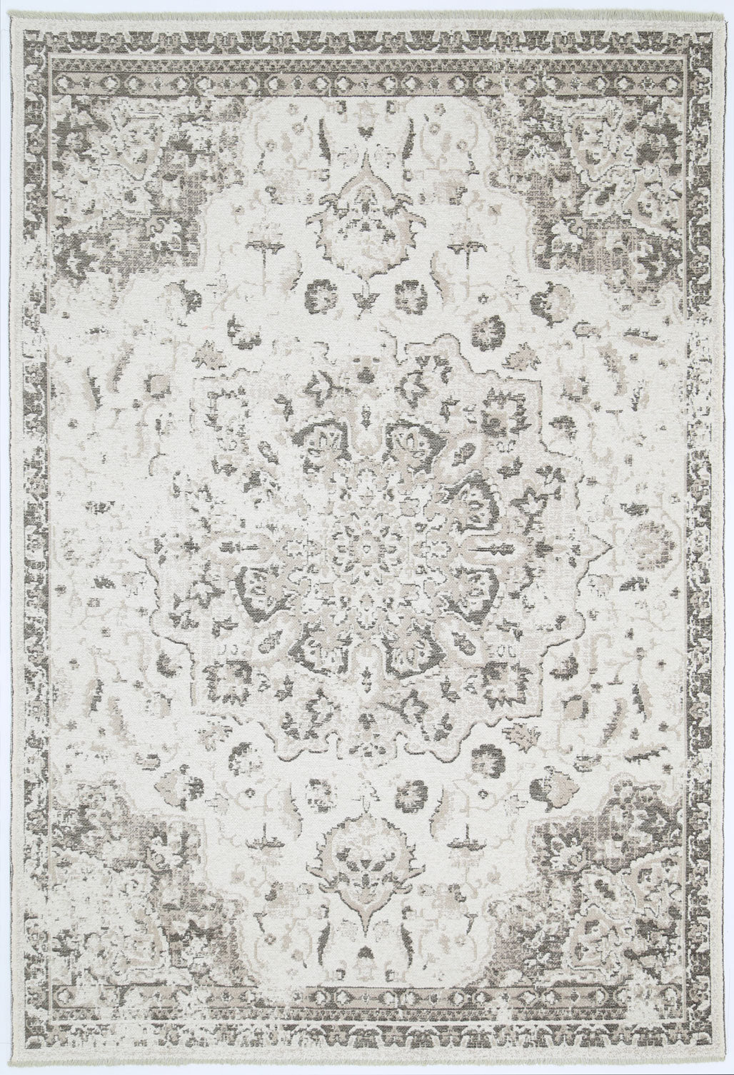 Rustic Medallion Ash Transitional Rug