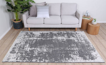 Rustic Faded Grey Abstract Rug