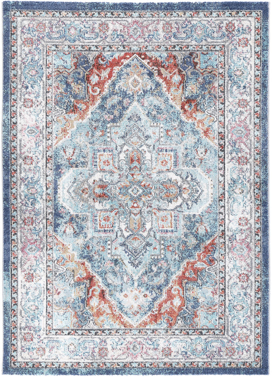 Salsa Maykel Blue & Terracotta Transitional Rug