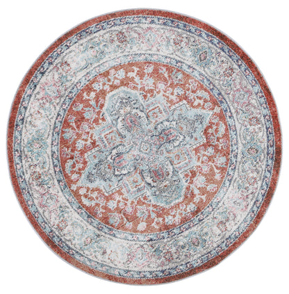 Salsa Seo Terracotta & Ivory Transitional Round Rug