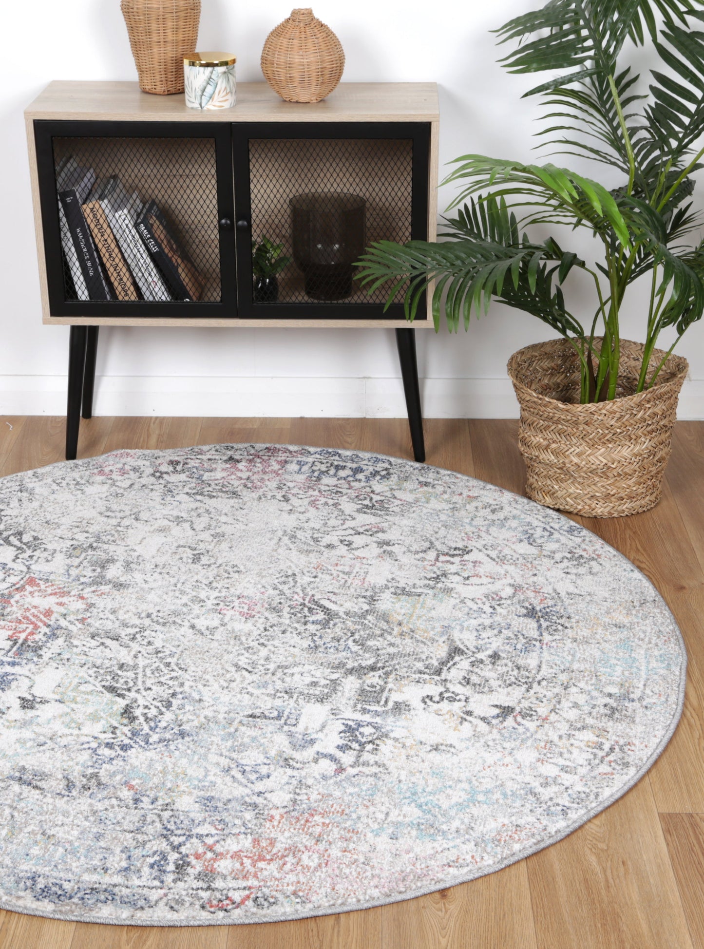 Salsa Maria Grey & Multi Transitional Round Rug