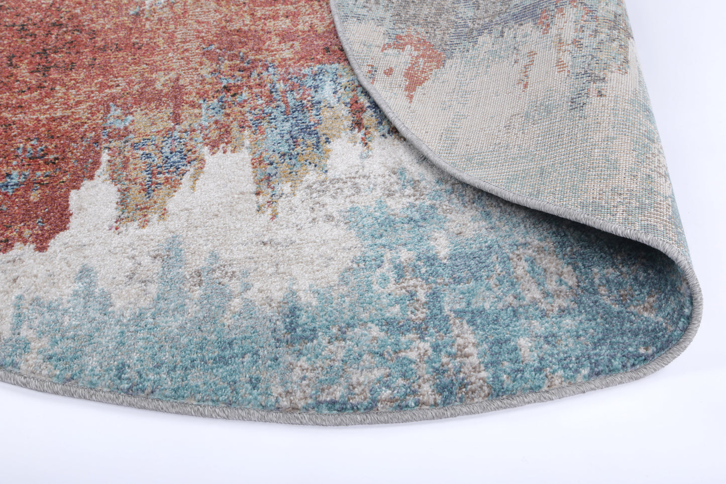 Salsa Jorge Blue & Terracotta Abstract Round Rug