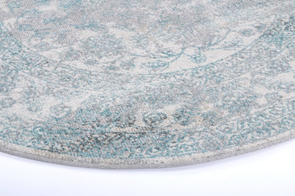 Salsa Peony Ivory & Blue Transitional Round Rug