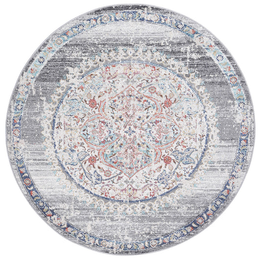 Salsa Hollow Medalion Transitional Grey Round Rug