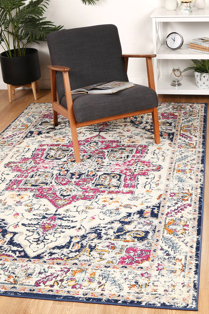 Sicily Nicosia Navy & Pink Transitional Rug