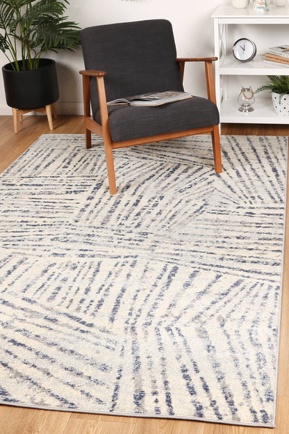 Sicily Ferraro Ivory & Blue Geometric Rug