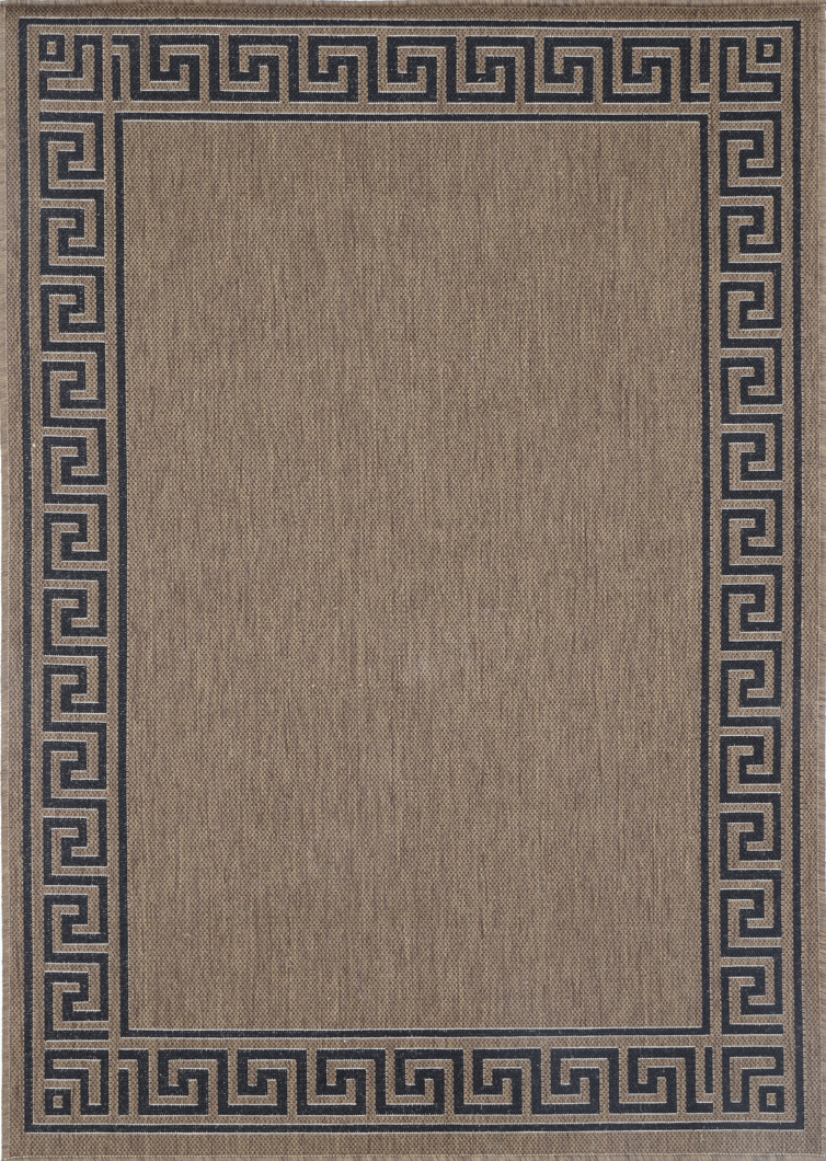 Sisalo Brown Beige Bordered Patterned Rug