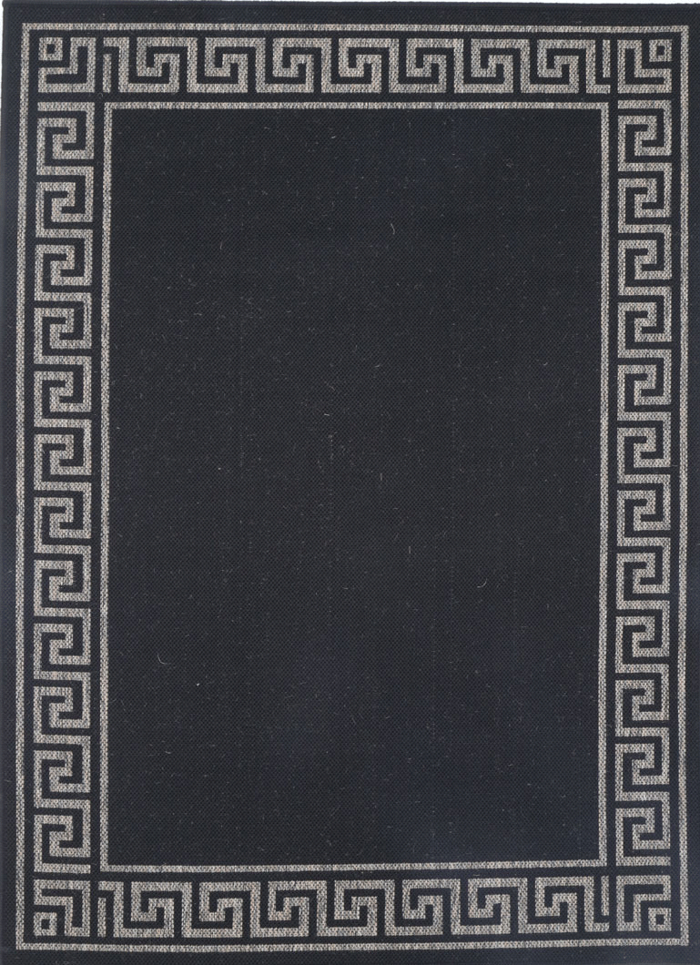 Sisalo Grey Bordered Patterned Rug