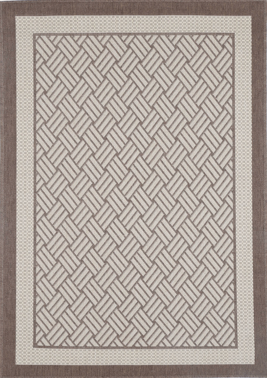 Sisalo Beige Geometric Ikat Bordered Rug