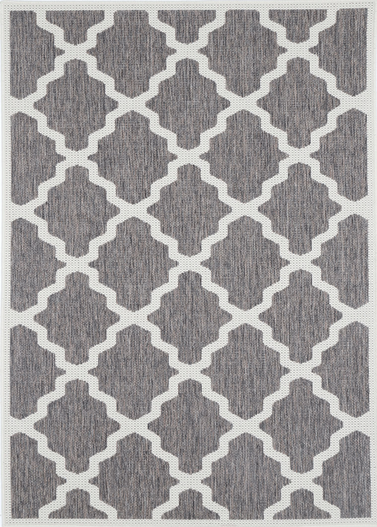 Sisalo Grey and Cream Geometric Rug