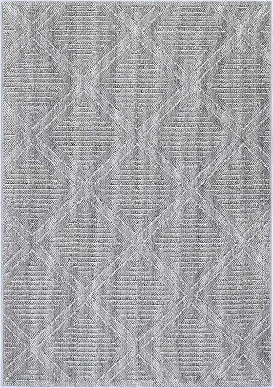 Vanuatu Vouza Grey Geometric Flatweave Rug