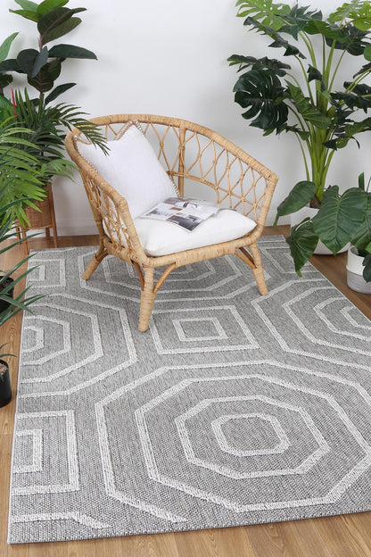 Vanuatu Devesi Grey Geometric Flatweave Rug