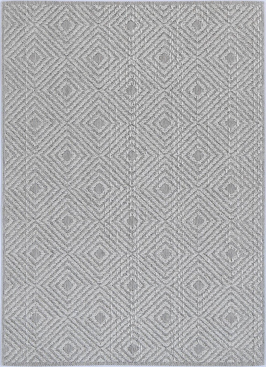 Vanuatu Fugui Grey Geometric Flatweave Rug