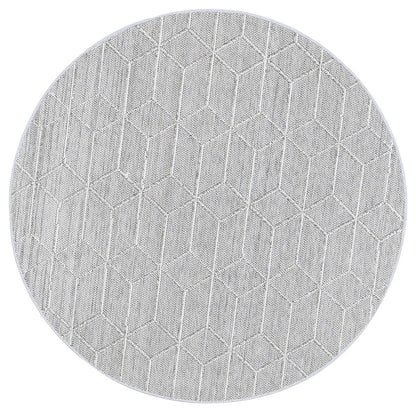 Vanuatu Totori Ash Geometric Round Flatweave Rug