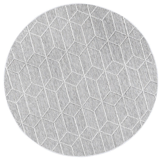 Vanuatu Sikua Grey Geometric Round Flatweave Rug