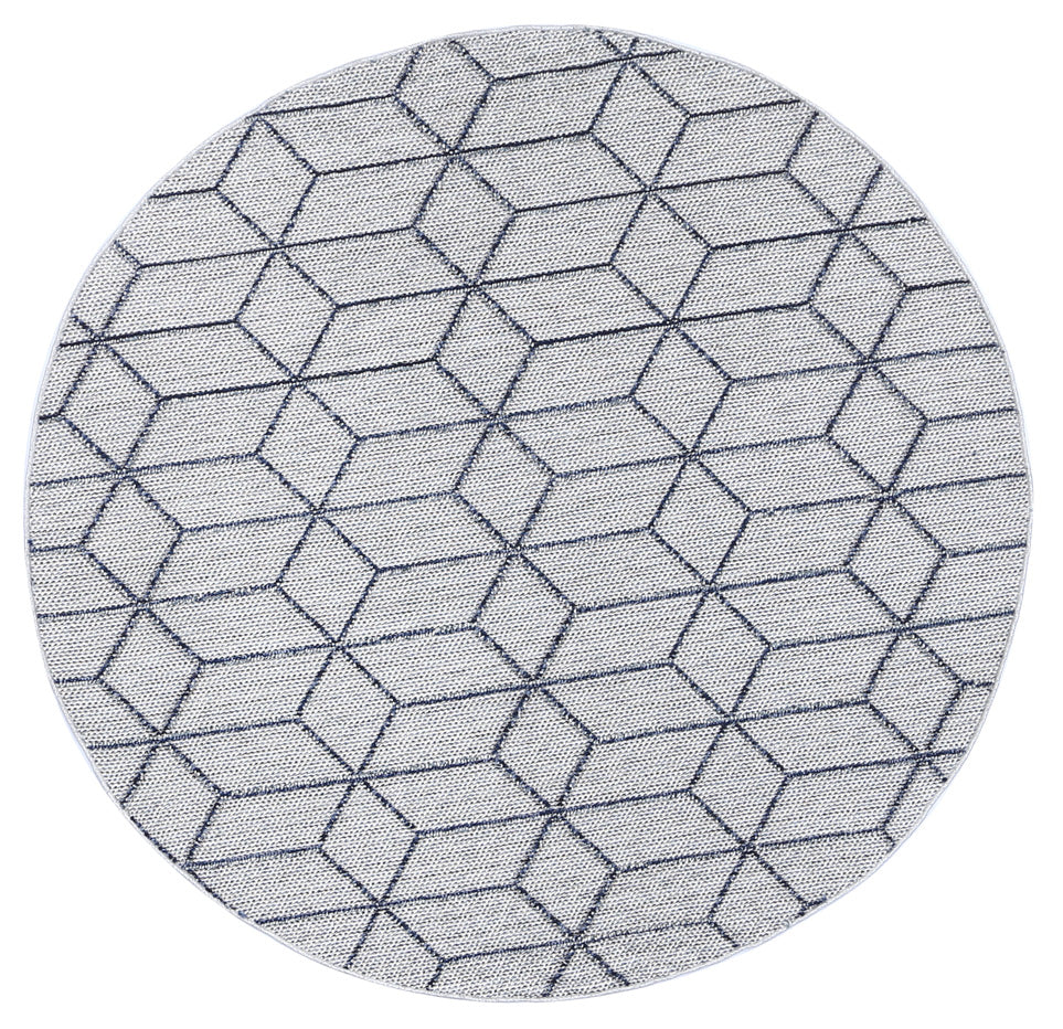 Vanuatu Greenslade Charcoal Geometric Round Flatweave Rug