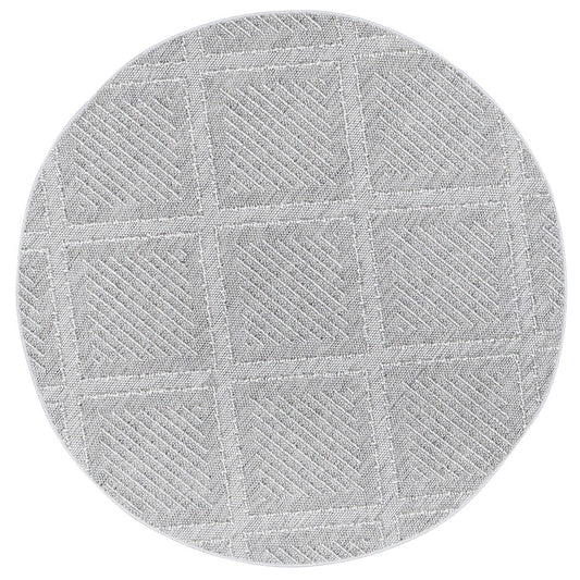 Vanuatu Vouza Grey Geometric Round Flatweave Rug