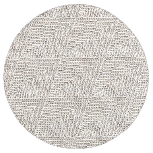 Vanuatu Onika Beige Geometric Round Flatweave Rug