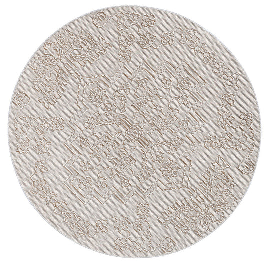 Vanuatu Waita Beige Tribal Round Flatweave Rug