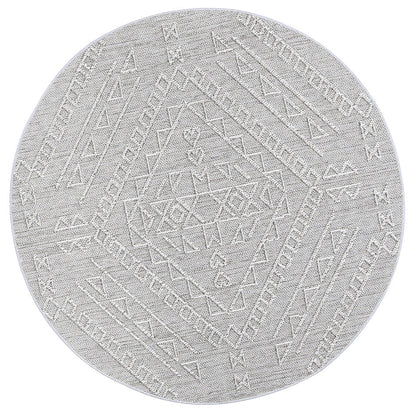 Vanuatu Kaua Ash Tribal Round Flatweave Rug