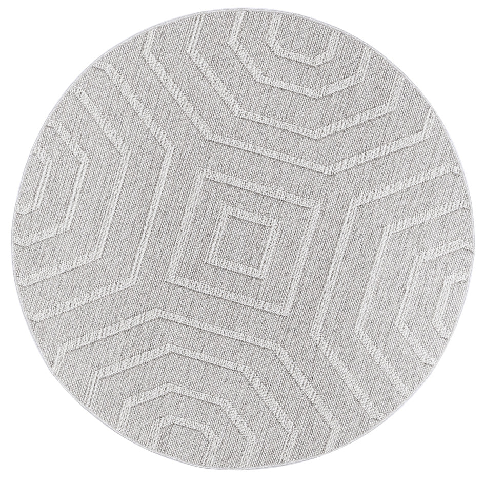 Vanuatu Suri Ash Geometric Round Flatweave Rug