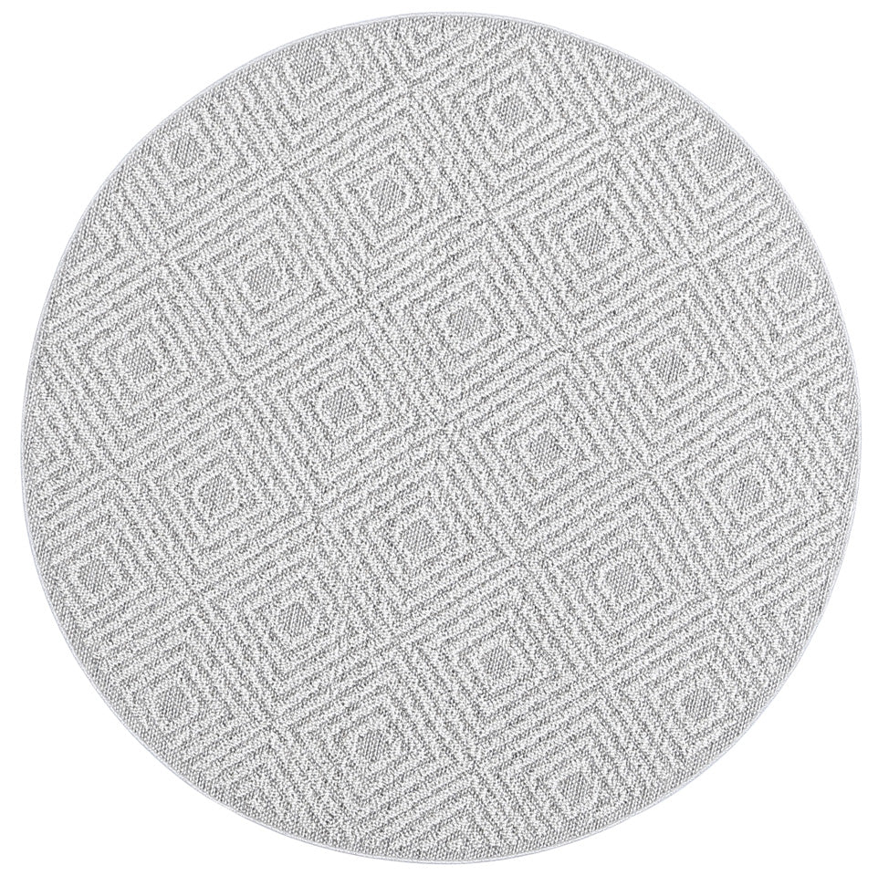 Vanuatu Walasi Ash Geometric Round Flatweave Rug