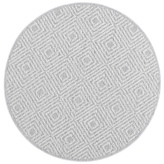 Vanuatu Walasi Ash Geometric Round Flatweave Rug